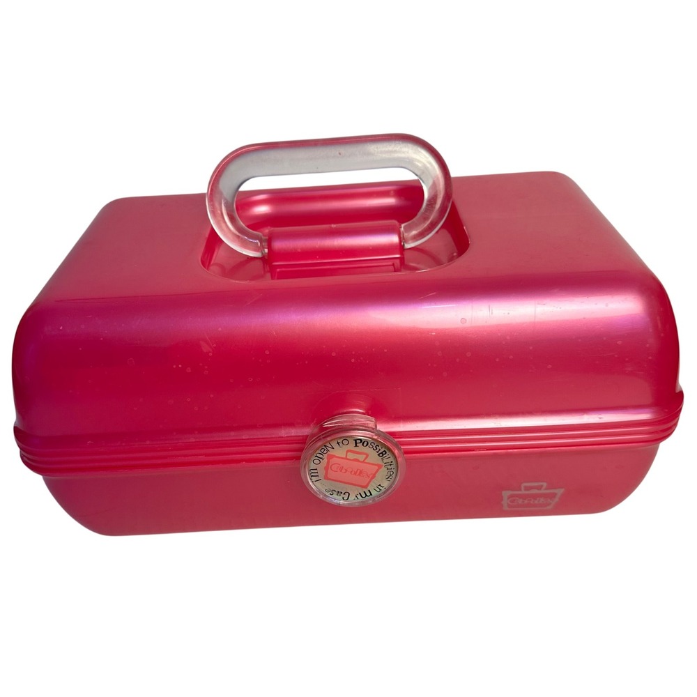 Caboodles Makeup Case‎ Girls Large Pink Vintage 90s Cosmetic Organizer Tiered
